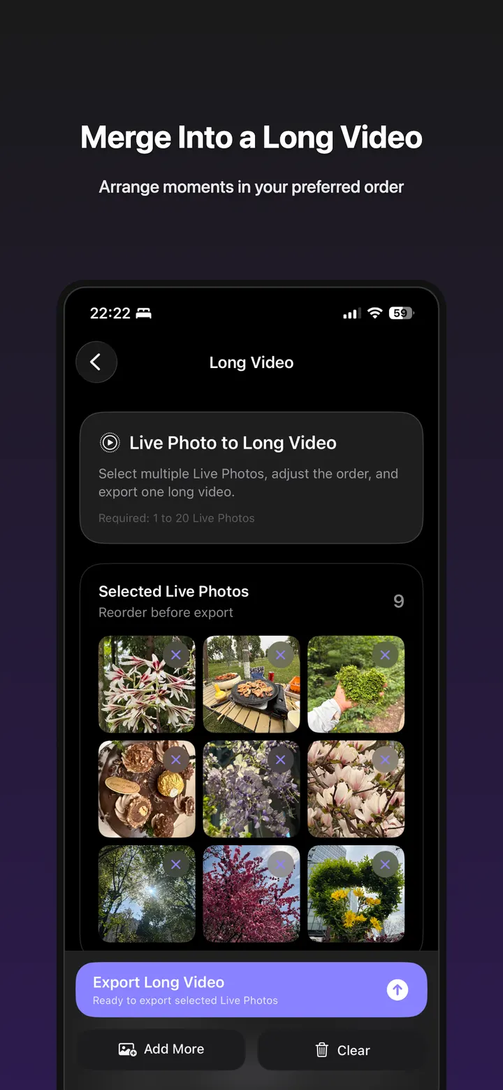 Merging Live Photos into a long video