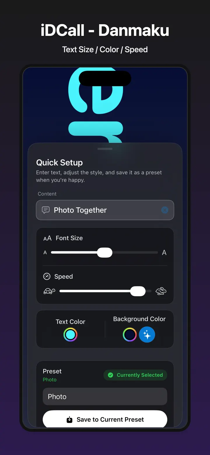 Reusable rolling text presets in iDCall